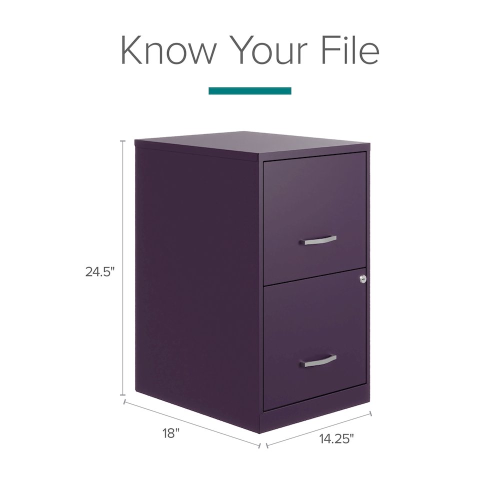 Space Solutions 18" Deep 2 Drawer Vertical File Cabinet, Midnight Purple. Picture 9