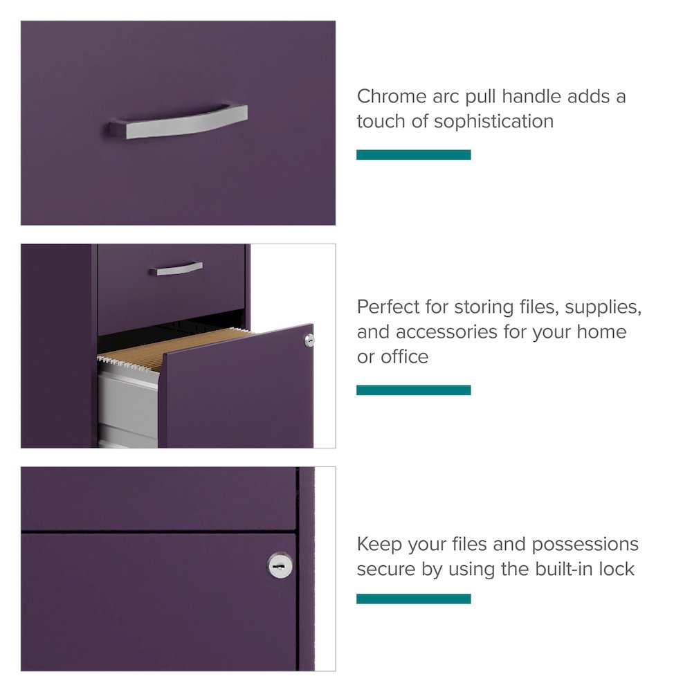 Space Solutions 18" Deep 2 Drawer Vertical File Cabinet, Midnight Purple. Picture 12
