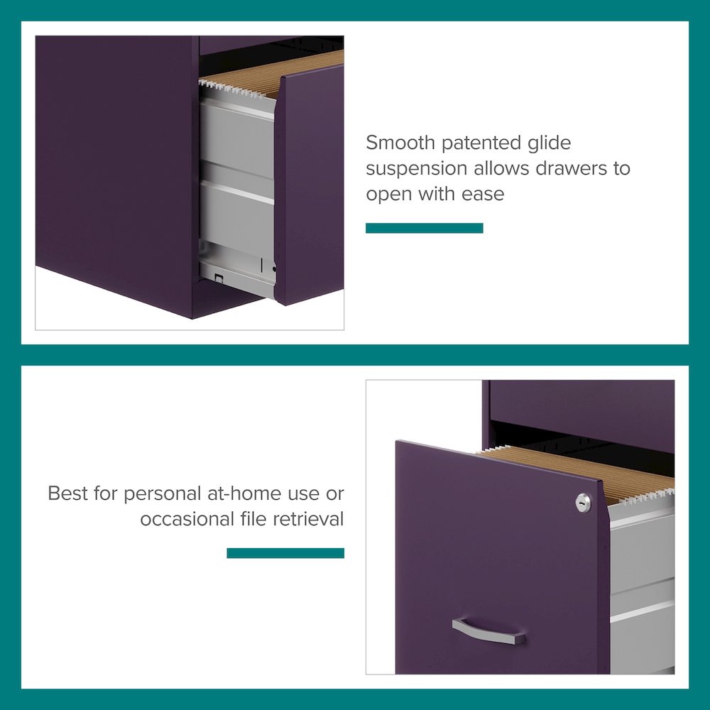 Space Solutions 18" Deep 2 Drawer Vertical File Cabinet, Midnight Purple. Picture 14