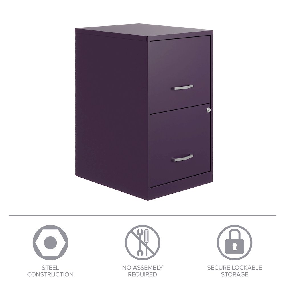 Space Solutions 18" Deep 2 Drawer Vertical File Cabinet, Midnight Purple. Picture 15