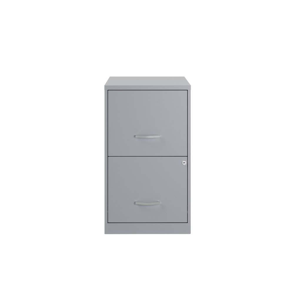 Space Solutions 18" Deep 2 Drawer Letter Width Vertical File Cabinet, Platinum. Picture 1