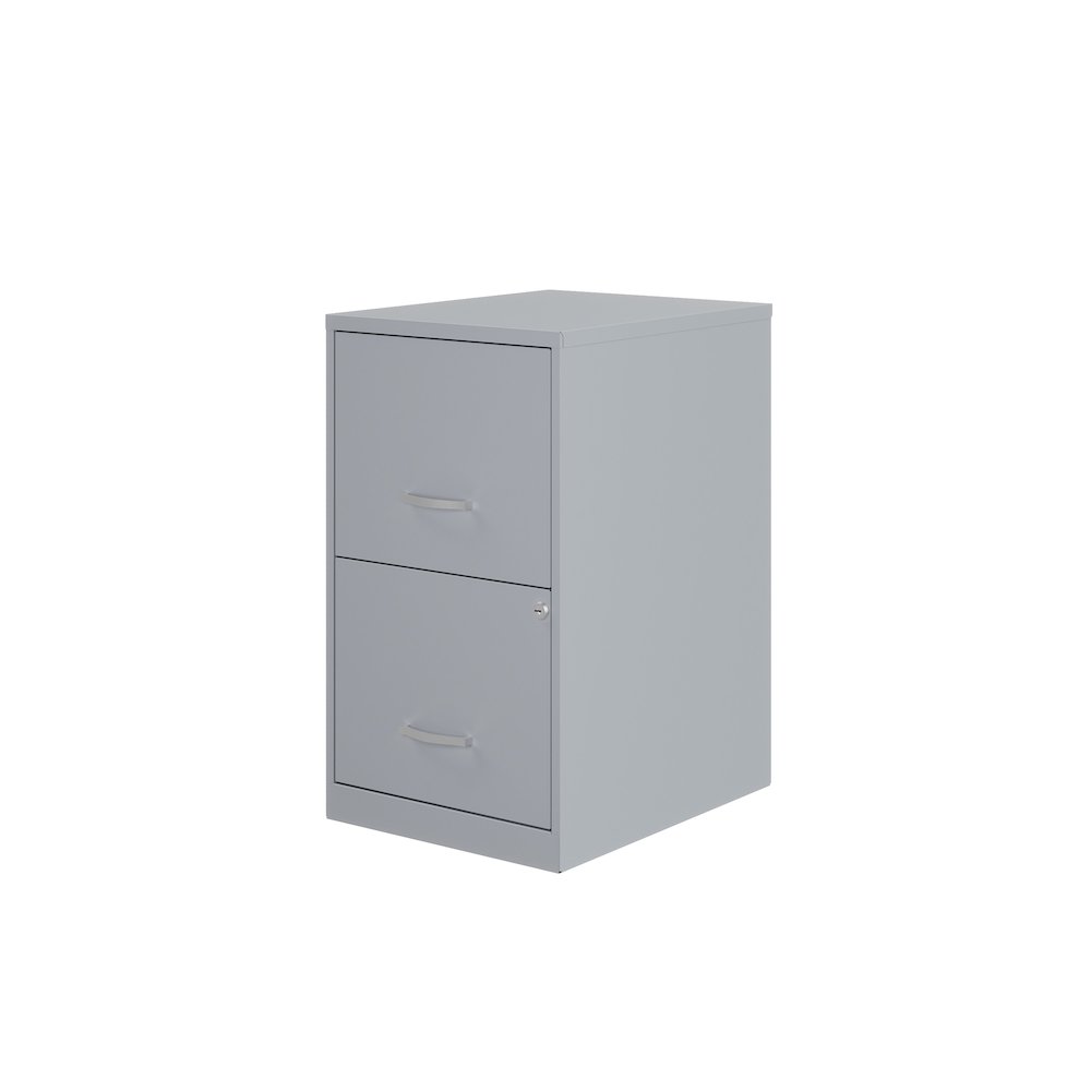 Space Solutions 18" Deep 2 Drawer Letter Width Vertical File Cabinet, Platinum. Picture 2