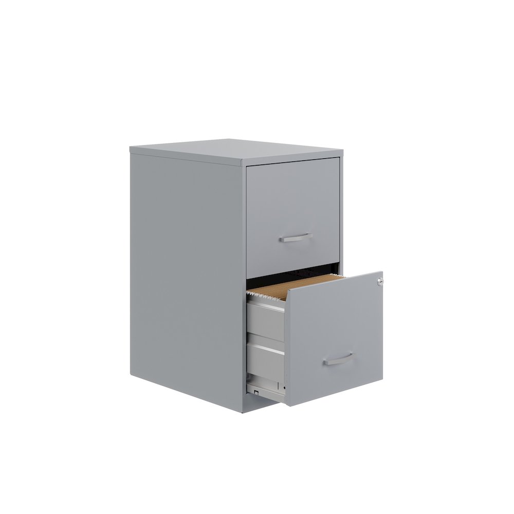 Space Solutions 18" Deep 2 Drawer Letter Width Vertical File Cabinet, Platinum. Picture 3