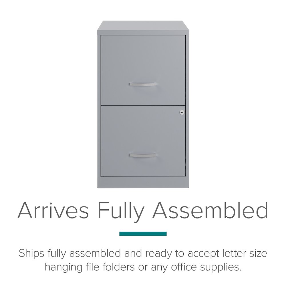 Space Solutions 18" Deep 2 Drawer Letter Width Vertical File Cabinet, Platinum. Picture 6