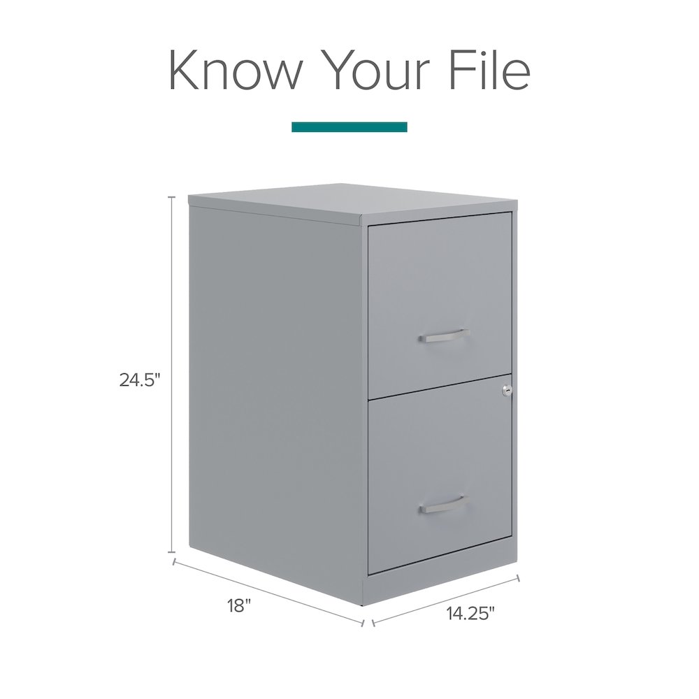 Space Solutions 18" Deep 2 Drawer Letter Width Vertical File Cabinet, Platinum. Picture 9