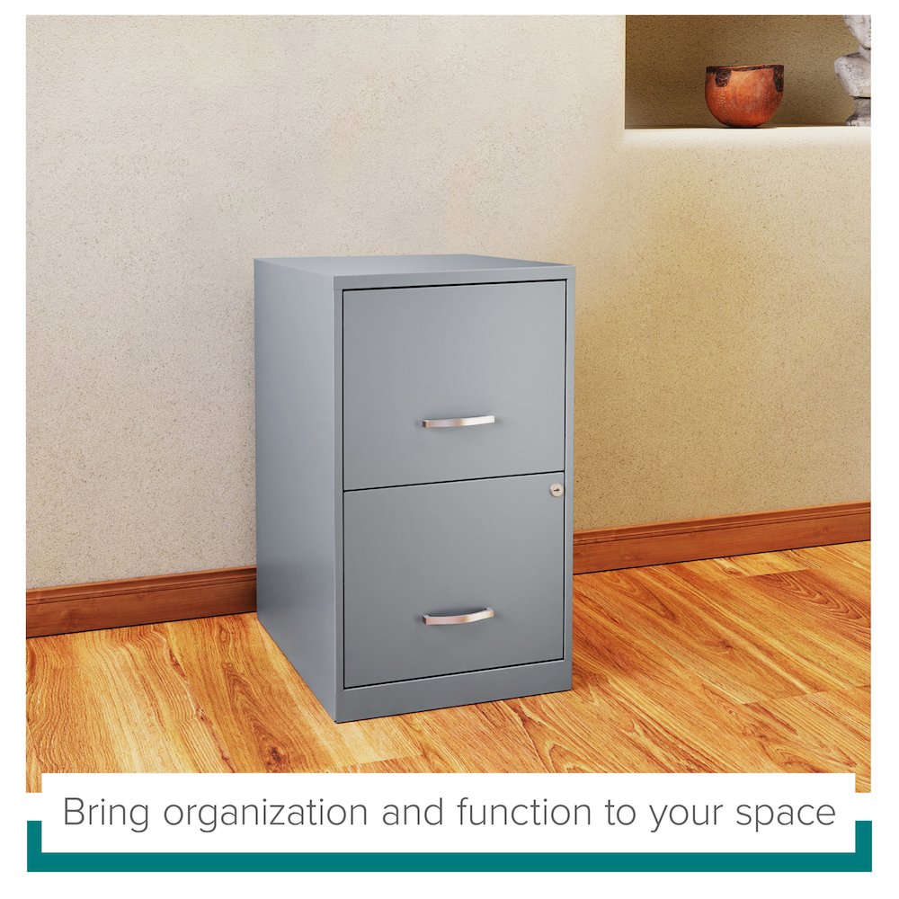 Space Solutions 18" Deep 2 Drawer Letter Width Vertical File Cabinet, Platinum. Picture 11