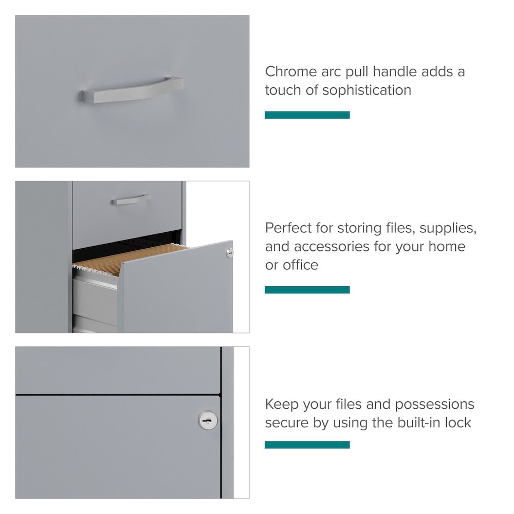 Space Solutions 18" Deep 2 Drawer Letter Width Vertical File Cabinet, Platinum. Picture 12