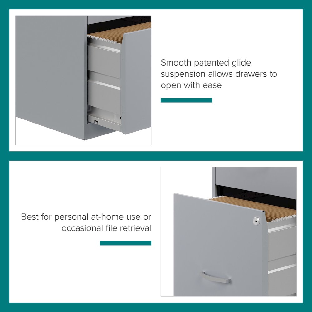 Space Solutions 18" Deep 2 Drawer Letter Width Vertical File Cabinet, Platinum. Picture 14