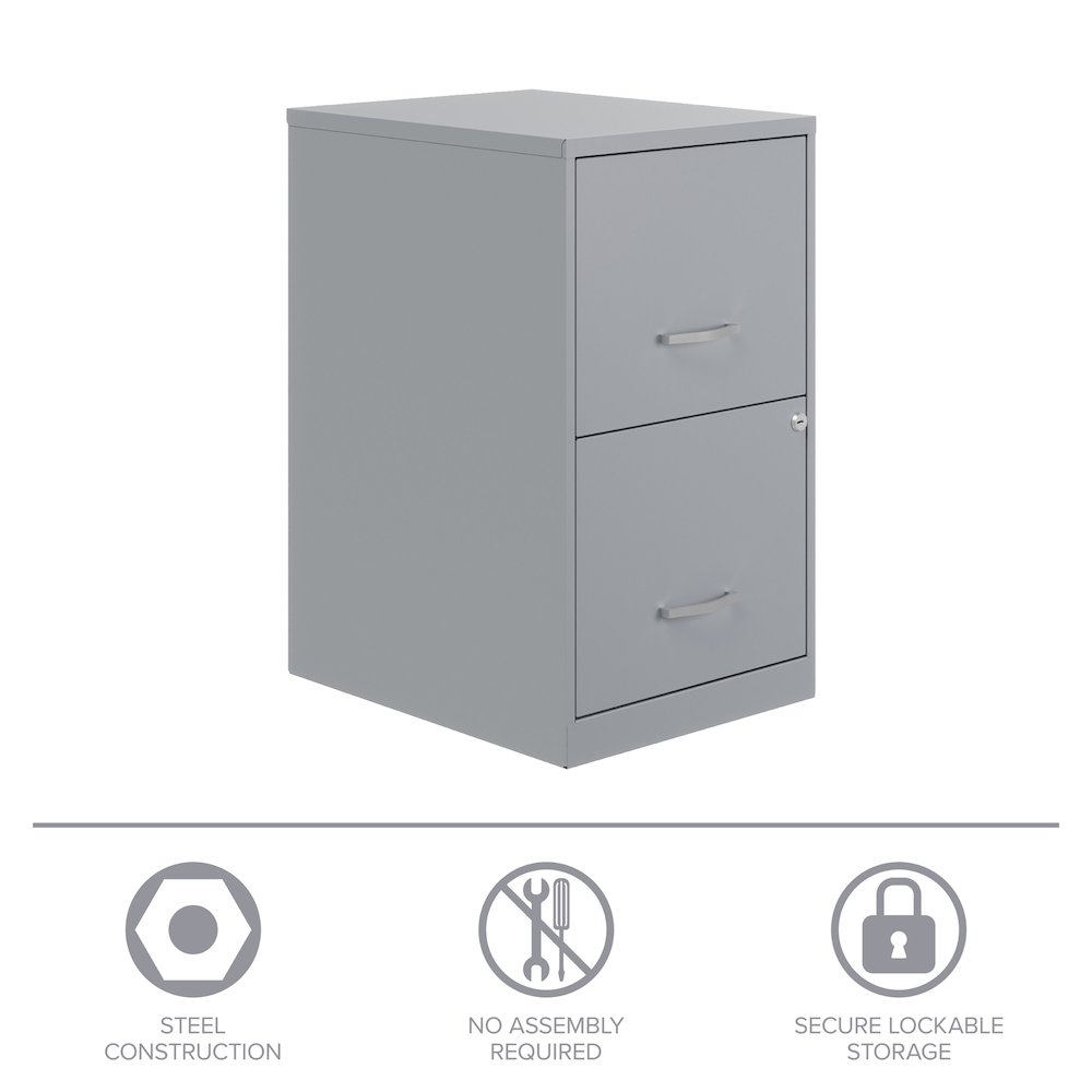 Space Solutions 18" Deep 2 Drawer Letter Width Vertical File Cabinet, Platinum. Picture 15