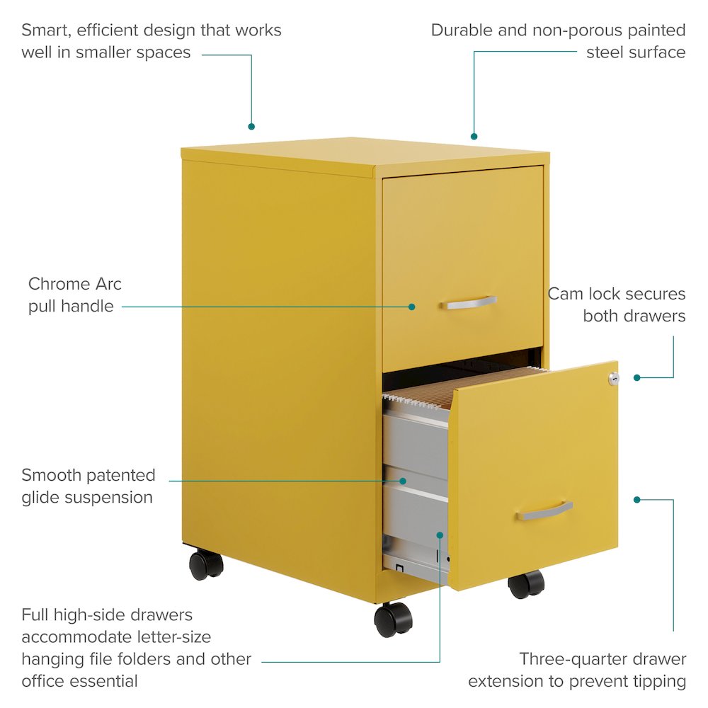 Space Solutions 18" Deep 2 Drawer Vertical File Cabinet, Goldfinch. Picture 10