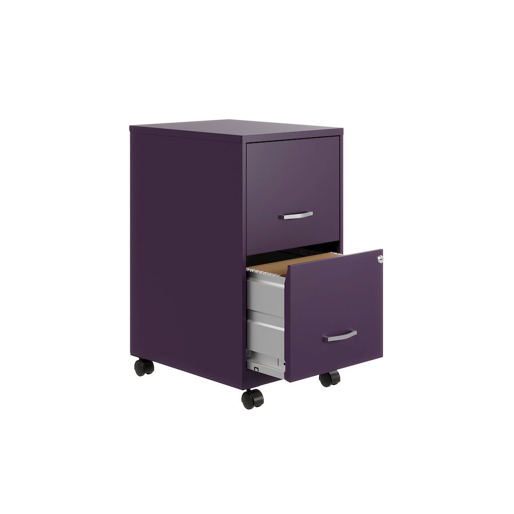 Space Solutions 18" Deep 2 Drawer Vertical File Cabinet, Midnight Purple. Picture 3