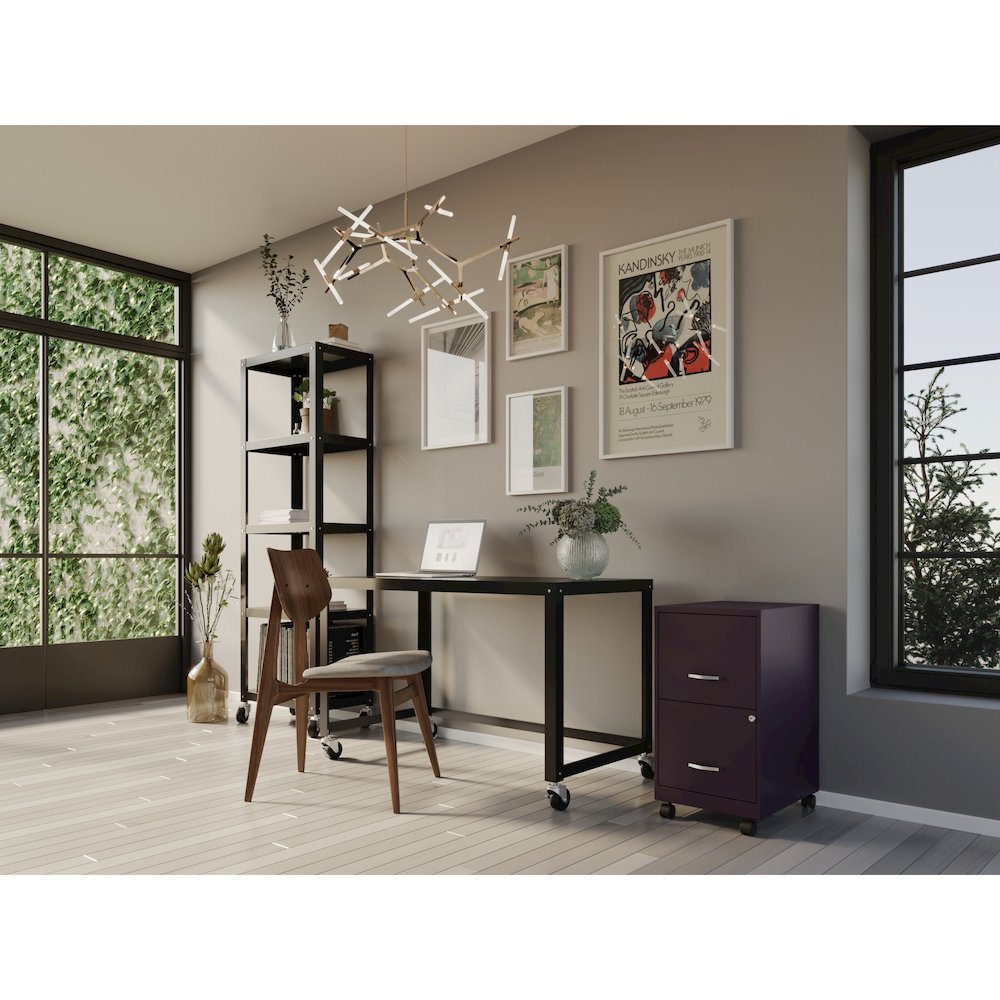 Space Solutions 18" Deep 2 Drawer Vertical File Cabinet, Midnight Purple. Picture 5