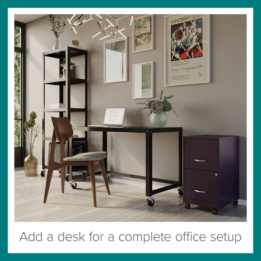 Space Solutions 18" Deep 2 Drawer Vertical File Cabinet, Midnight Purple. Picture 8