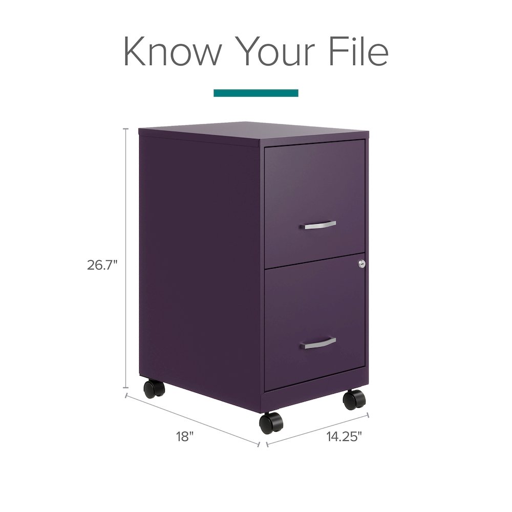 Space Solutions 18" Deep 2 Drawer Vertical File Cabinet, Midnight Purple. Picture 9