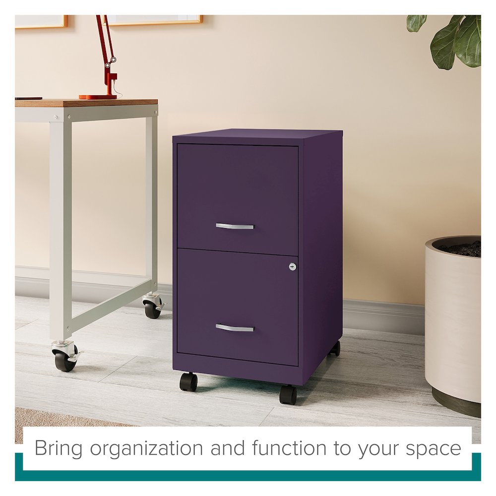 Space Solutions 18" Deep 2 Drawer Vertical File Cabinet, Midnight Purple. Picture 11