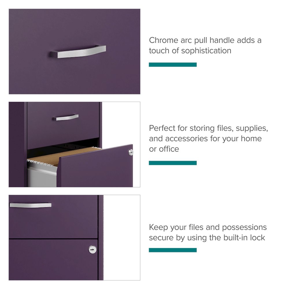 Space Solutions 18" Deep 2 Drawer Vertical File Cabinet, Midnight Purple. Picture 12