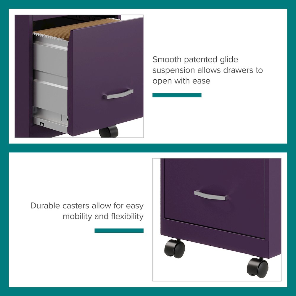 Space Solutions 18" Deep 2 Drawer Vertical File Cabinet, Midnight Purple. Picture 14