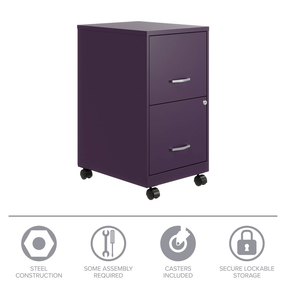 Space Solutions 18" Deep 2 Drawer Vertical File Cabinet, Midnight Purple. Picture 15