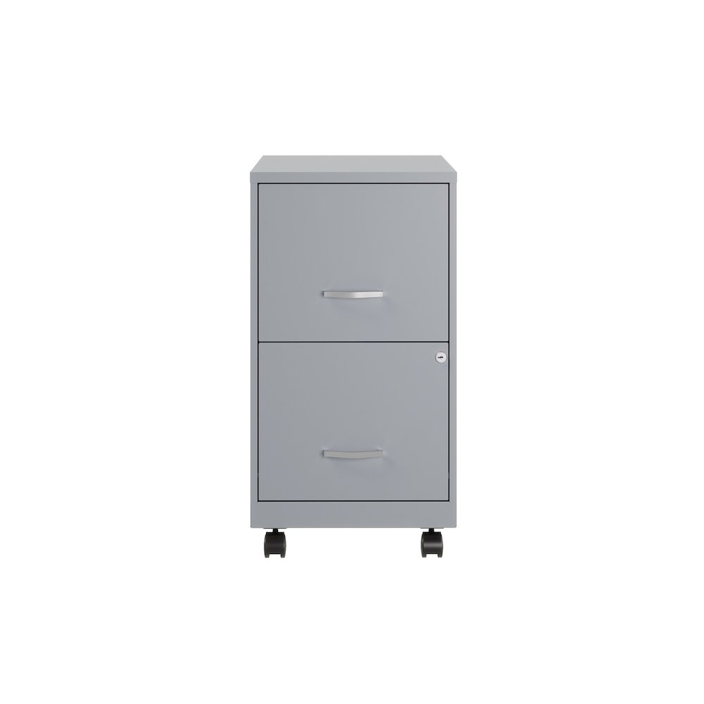 Space Solutions 18" Deep 2 Drawer Vertical File Cabinet, Platinum. Picture 1