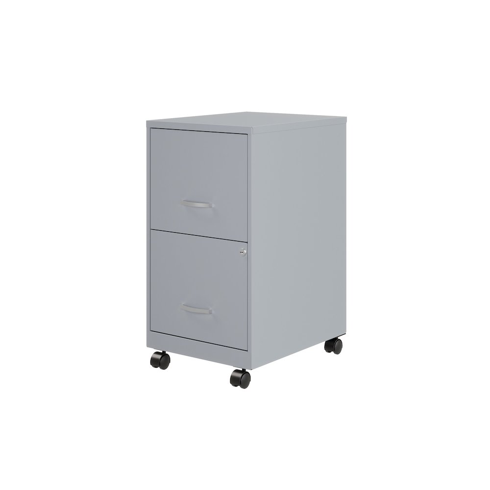 Space Solutions 18" Deep 2 Drawer Vertical File Cabinet, Platinum. Picture 2