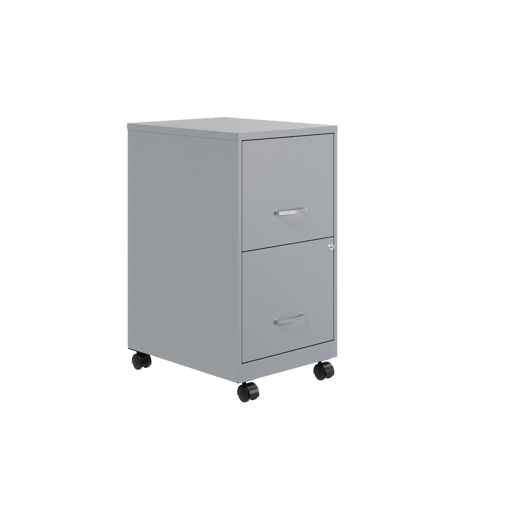 Space Solutions 18" Deep 2 Drawer Vertical File Cabinet, Platinum. Picture 3