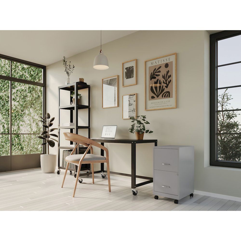 Space Solutions 18" Deep 2 Drawer Vertical File Cabinet, Platinum. Picture 6