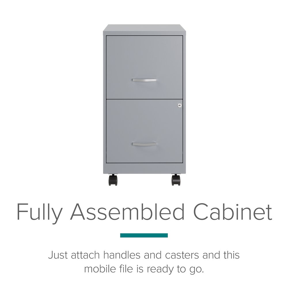 Space Solutions 18" Deep 2 Drawer Vertical File Cabinet, Platinum. Picture 7