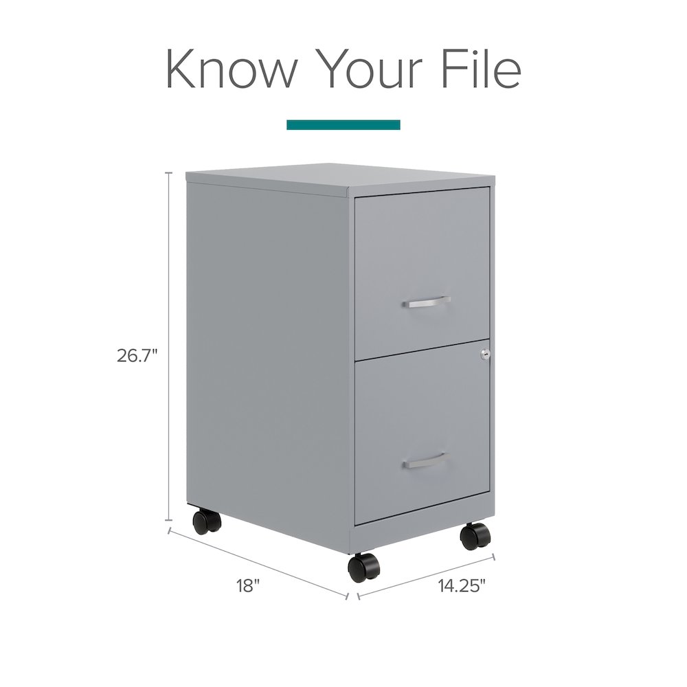 Space Solutions 18" Deep 2 Drawer Vertical File Cabinet, Platinum. Picture 10