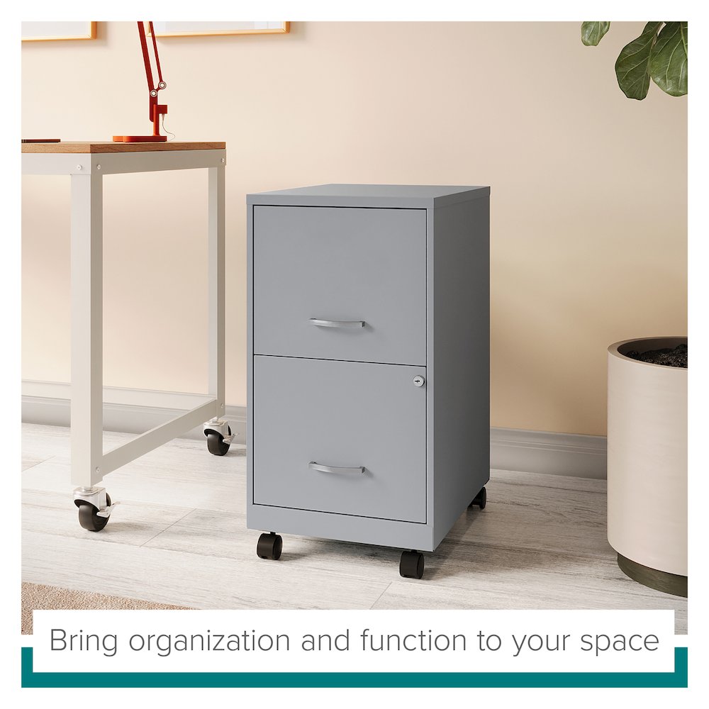 Space Solutions 18" Deep 2 Drawer Vertical File Cabinet, Platinum. Picture 12