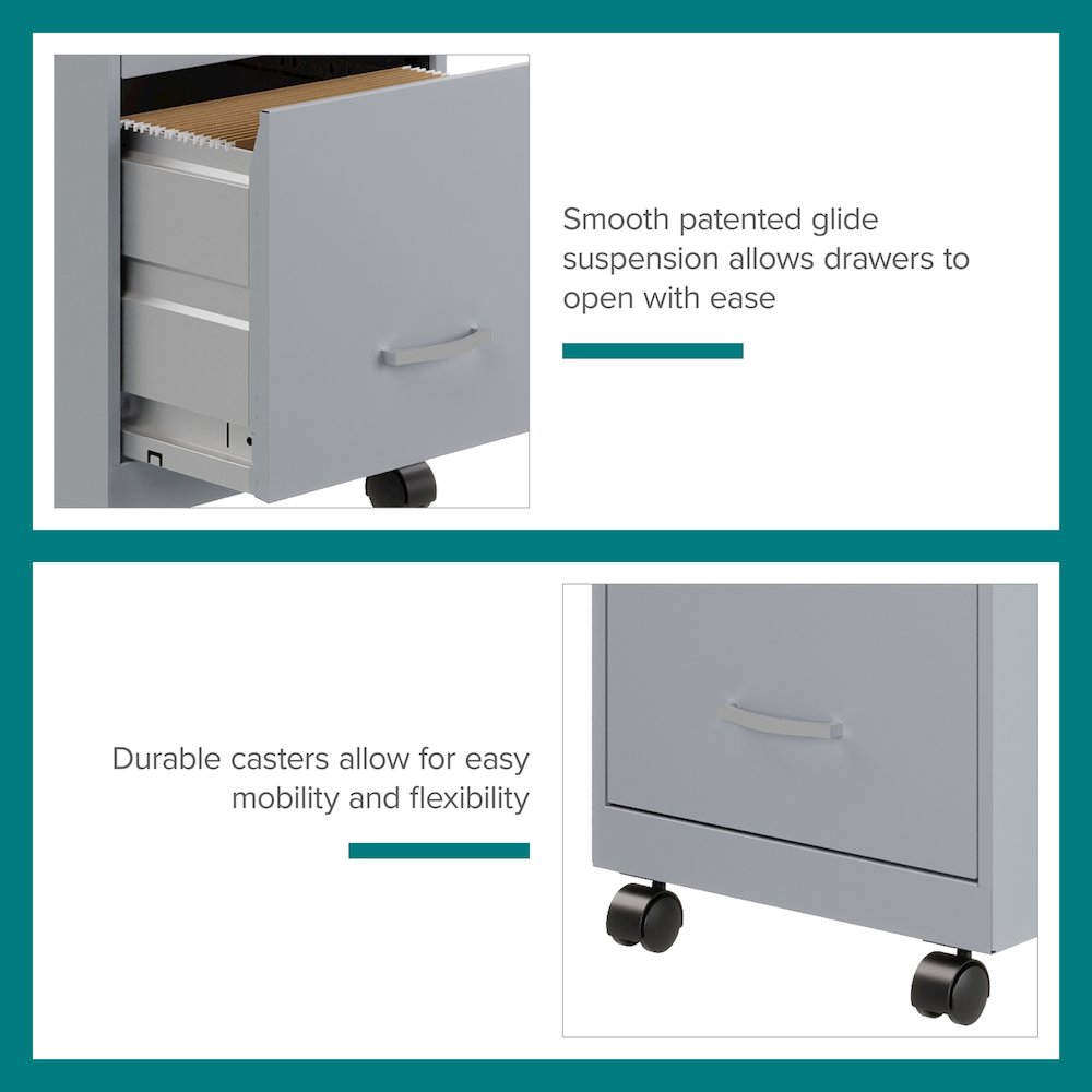 Space Solutions 18" Deep 2 Drawer Vertical File Cabinet, Platinum. Picture 15