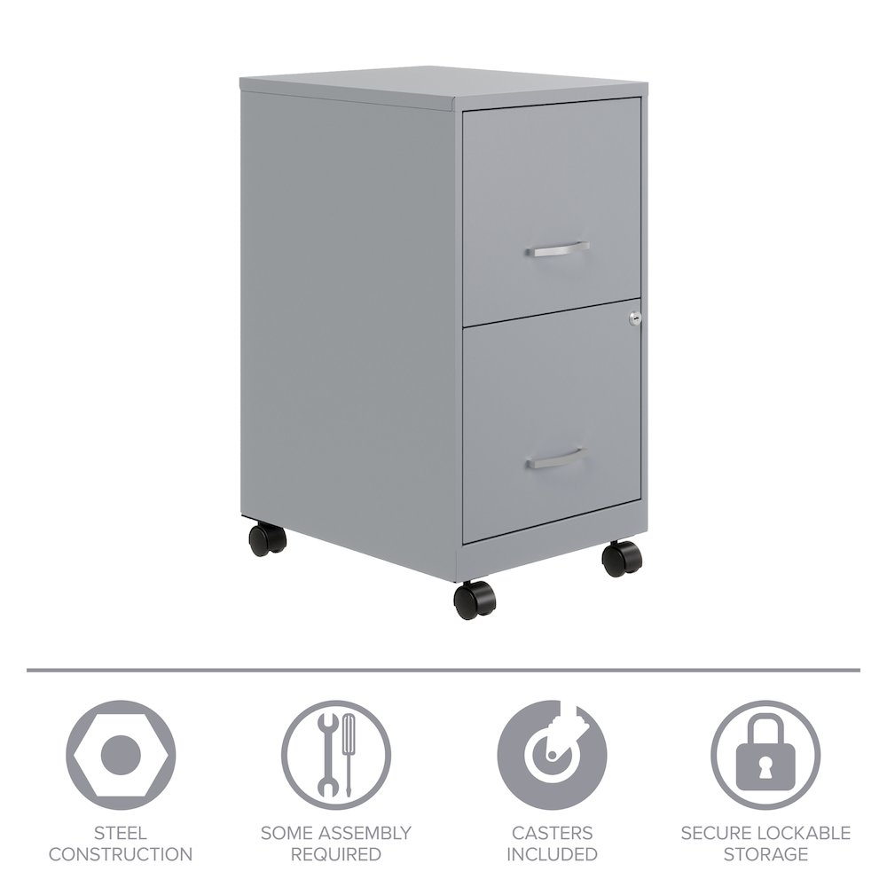Space Solutions 18" Deep 2 Drawer Vertical File Cabinet, Platinum. Picture 16