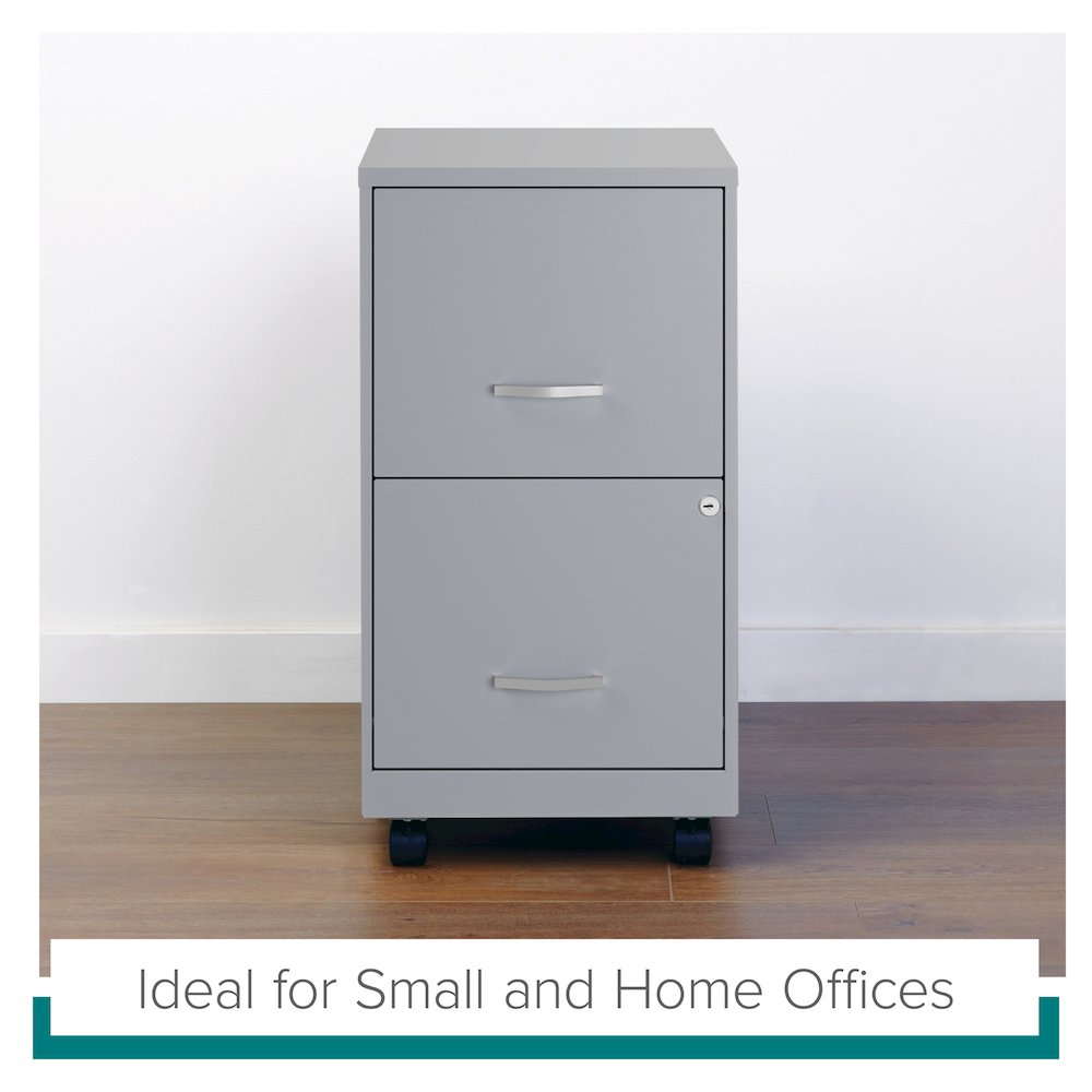 Space Solutions 18" Deep 2 Drawer Vertical File Cabinet, Platinum. Picture 17