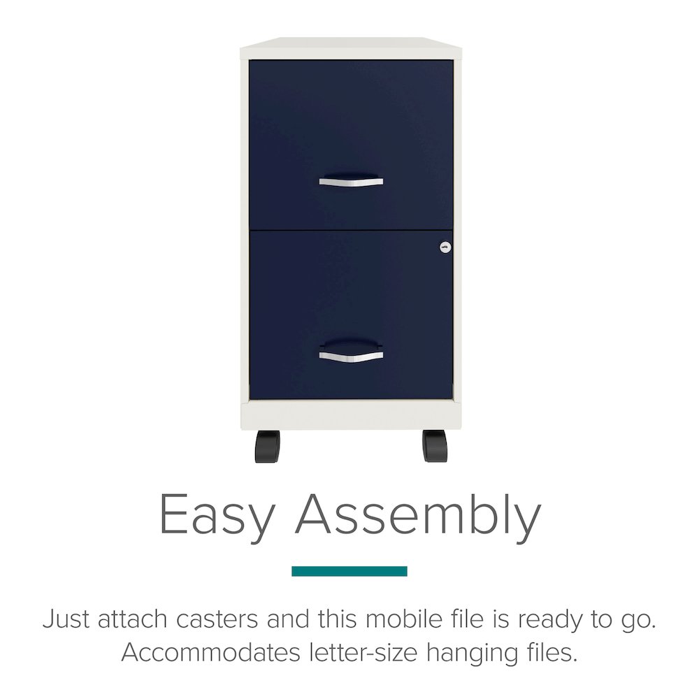 Space Solutions 18" Deep 2 Drawer Vertical File Cabinet, Pearl White / Navy. Picture 6
