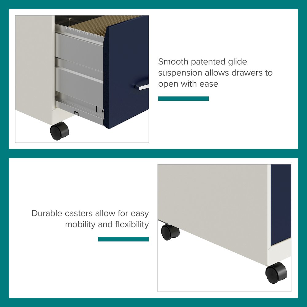 Space Solutions 18" Deep 2 Drawer Vertical File Cabinet, Pearl White / Navy. Picture 14