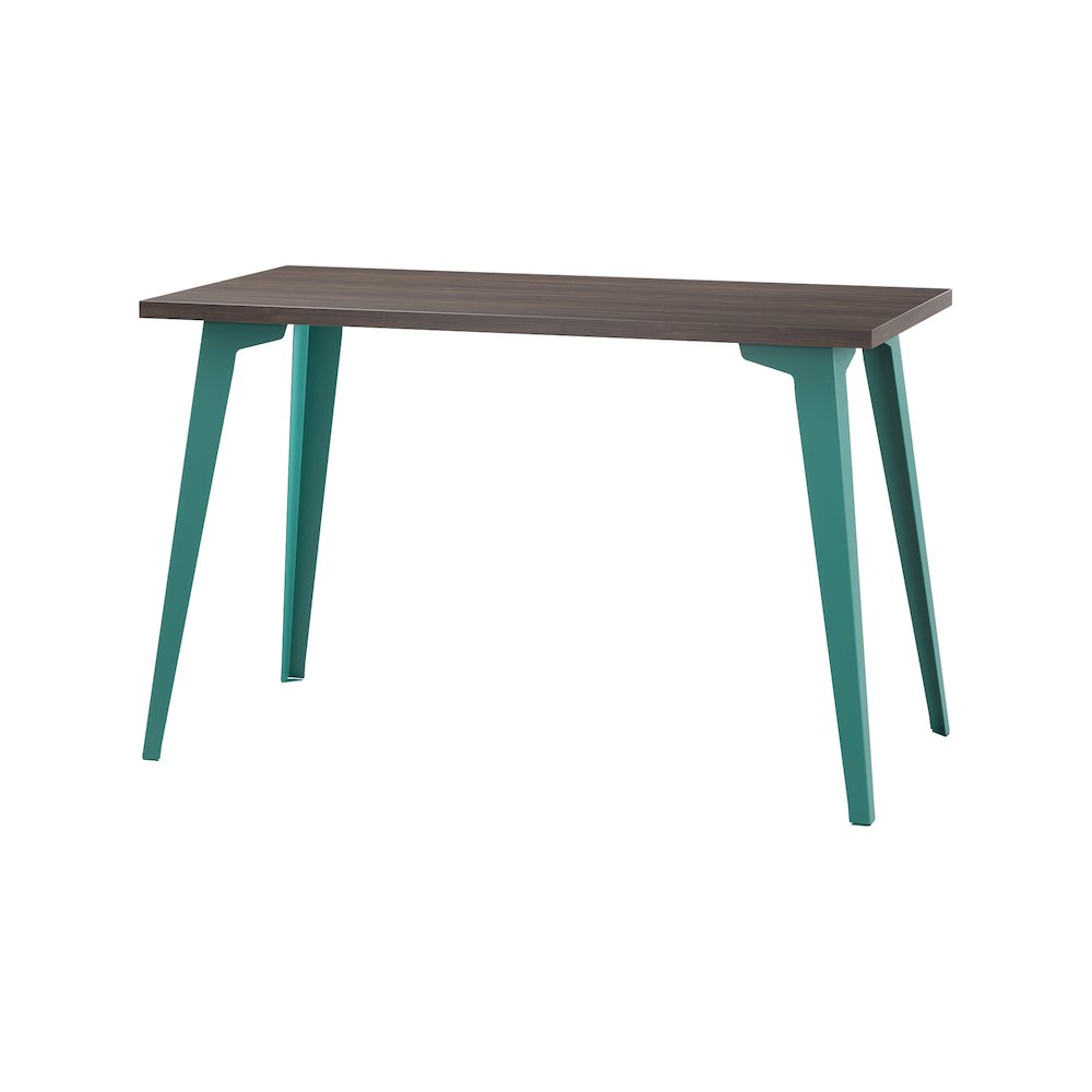 Orison Office 24x48 Mid Century Modern Desk, Teal / Trail Walnut. Picture 1