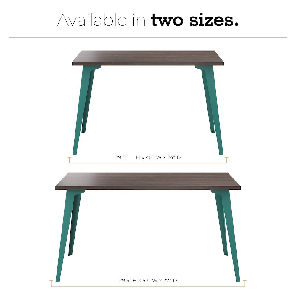 Orison Office 24x48 Mid Century Modern Desk, Teal / Trail Walnut. Picture 6