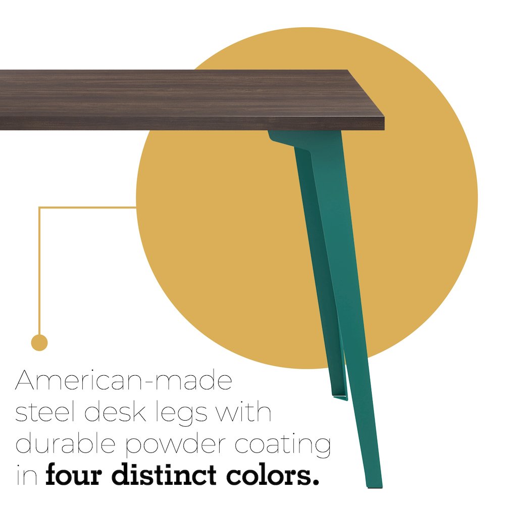 Orison Office 24x48 Mid Century Modern Desk, Teal / Trail Walnut. Picture 8