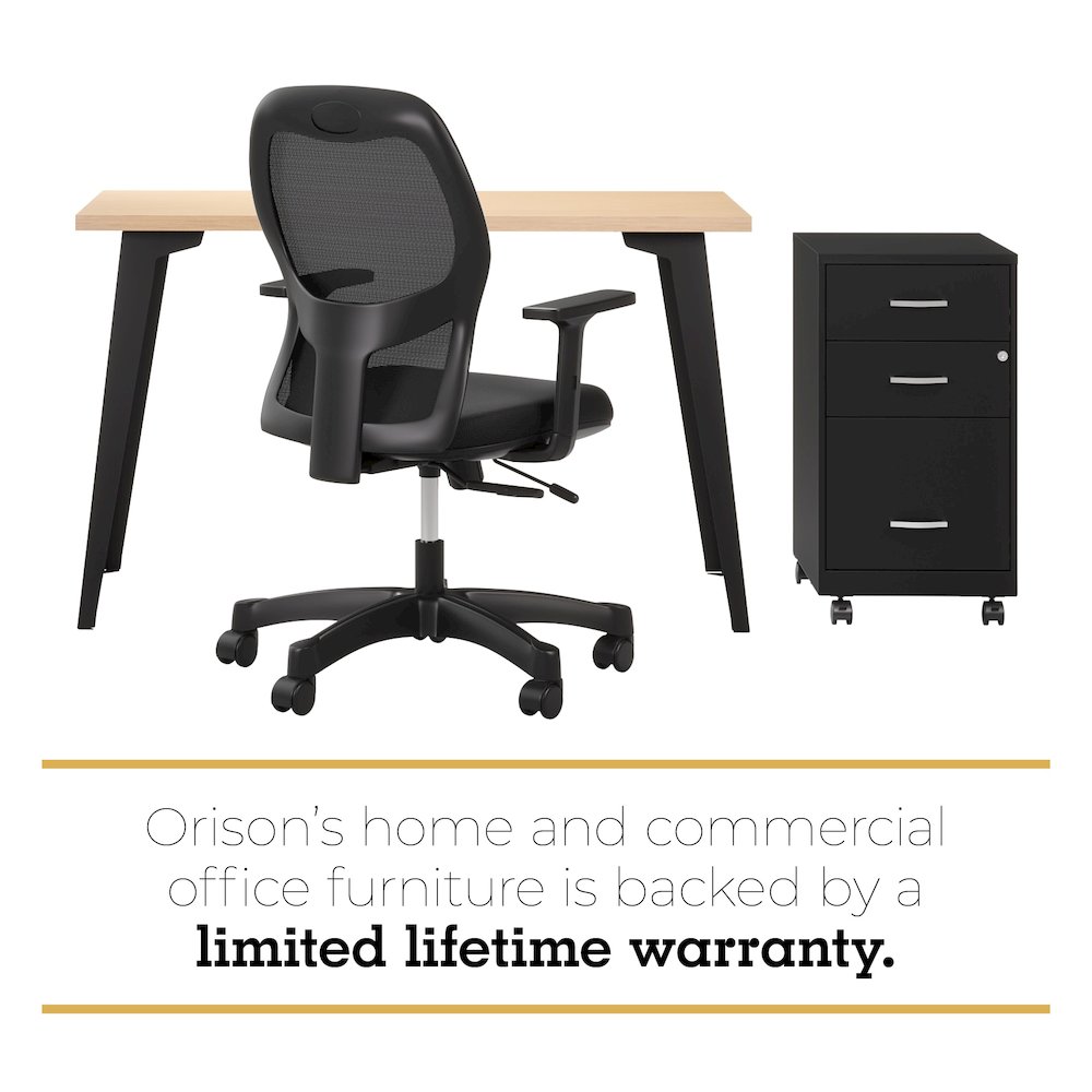 Orison Office 27x57 Mid Century Modern Desk, Black / Platinum Oak. Picture 3