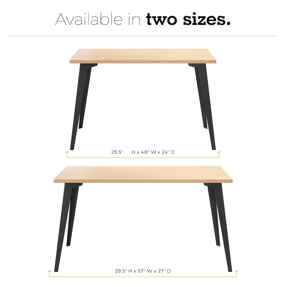 Orison Office 27x57 Mid Century Modern Desk, Black / Platinum Oak. Picture 6