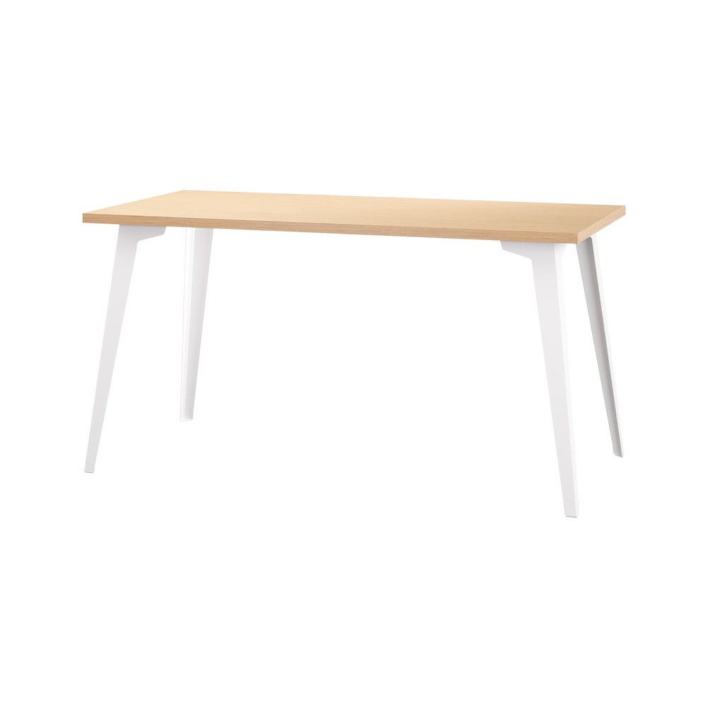 Orison Office 27x57 Mid Century Modern Desk, Alpine White / Platinum Oak. Picture 4
