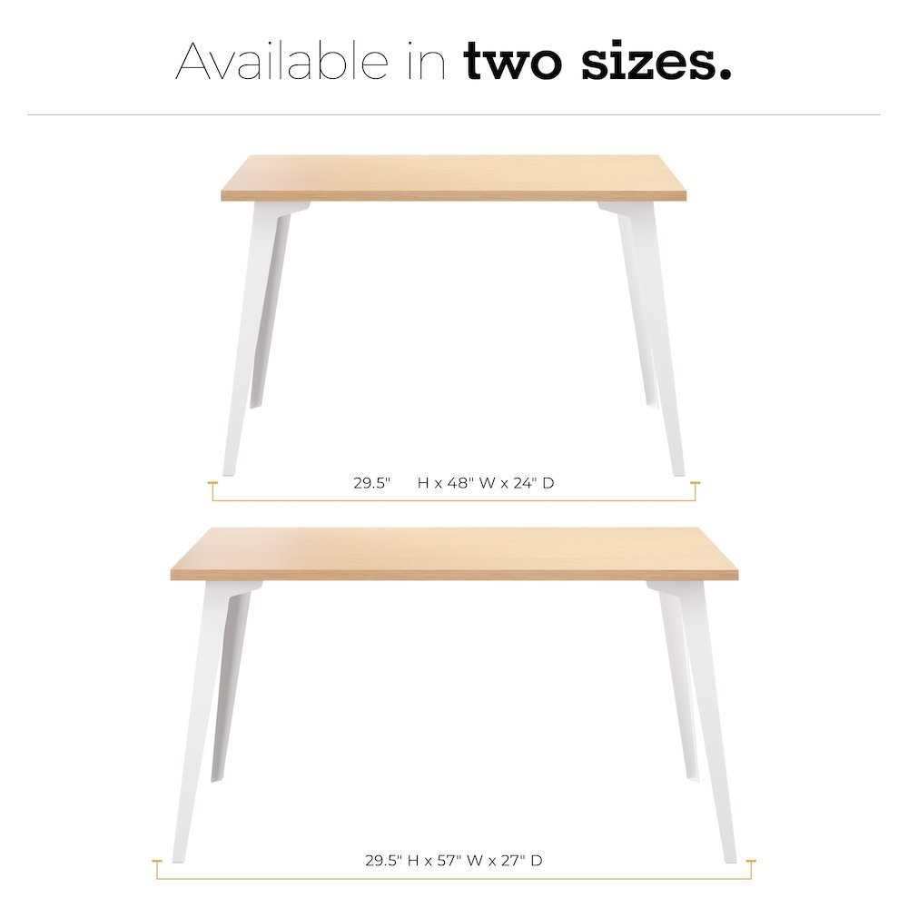 Orison Office 27x57 Mid Century Modern Desk, Alpine White / Platinum Oak. Picture 6