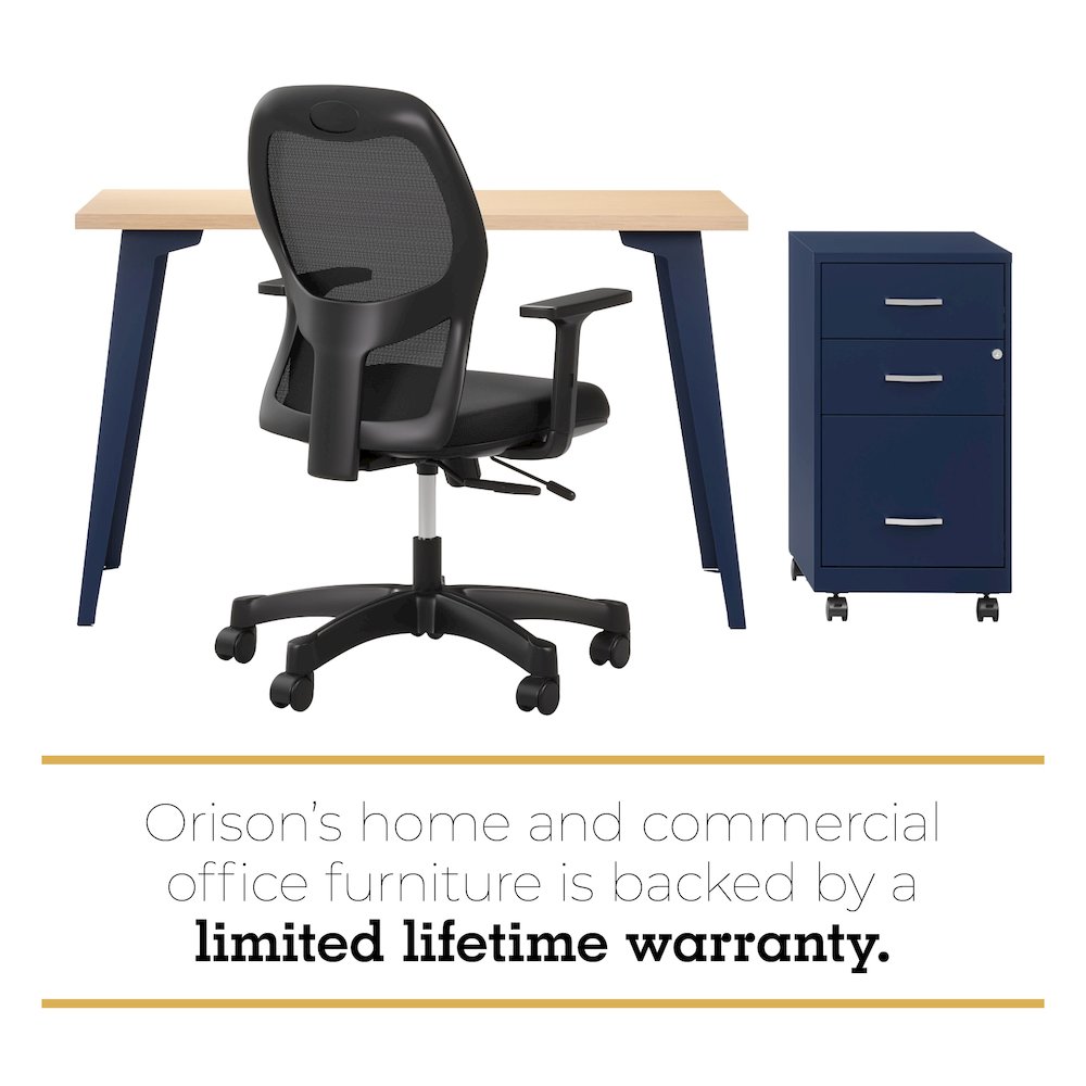 Orison Office 27x57 Mid Century Modern Desk, Navy / Platinum Oak. Picture 3