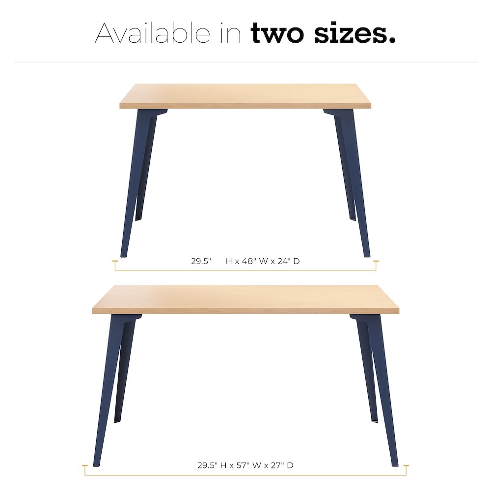 Orison Office 27x57 Mid Century Modern Desk, Navy / Platinum Oak. Picture 6