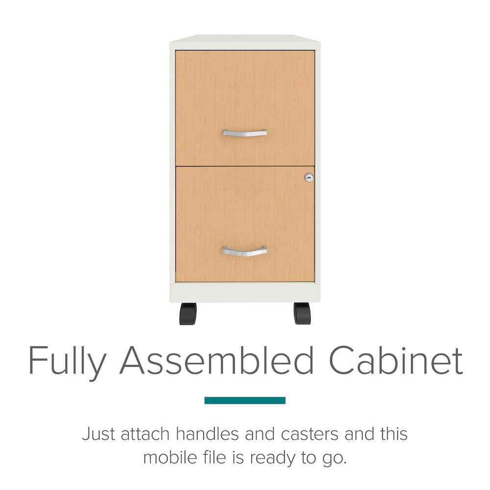 Space Solutions 18" Deep 2 Drawer Mobile File Cabinet, Pearl White/Platinum Oak. Picture 7