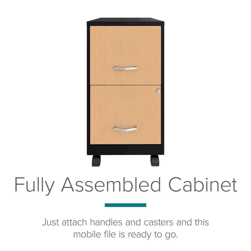 Space Solutions 18" Deep 2 Drawer Mobile File Cabinet, Black/Platinum Oak. Picture 7