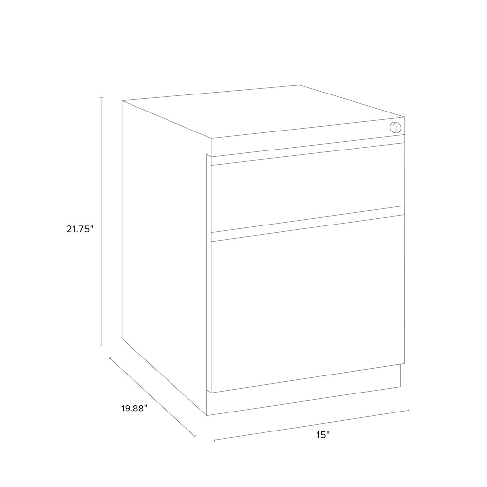 Hirsh 20" Deep Mobile Pedestal File Cabinet 2 Drawer Box-File, Platinum. Picture 2
