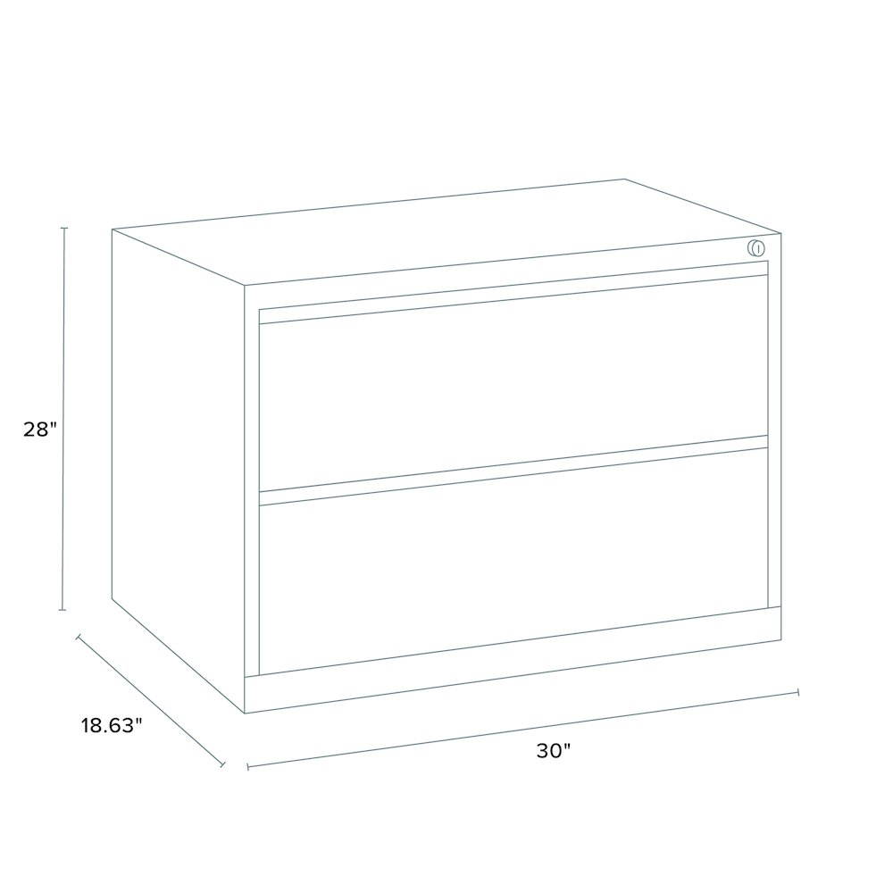 Hirsh 30 inch Wide 2 Drawer Metal Lateral File Cabinet, Light Gray. Picture 2