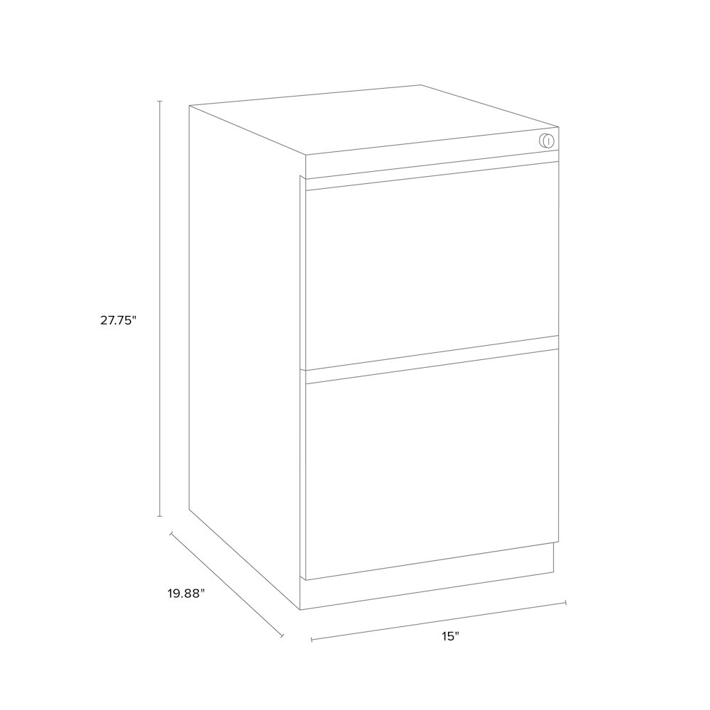 Hirsh 20" Deep Mobile File Cabinet 2 Drawer, Medium Tone Brown. Picture 2