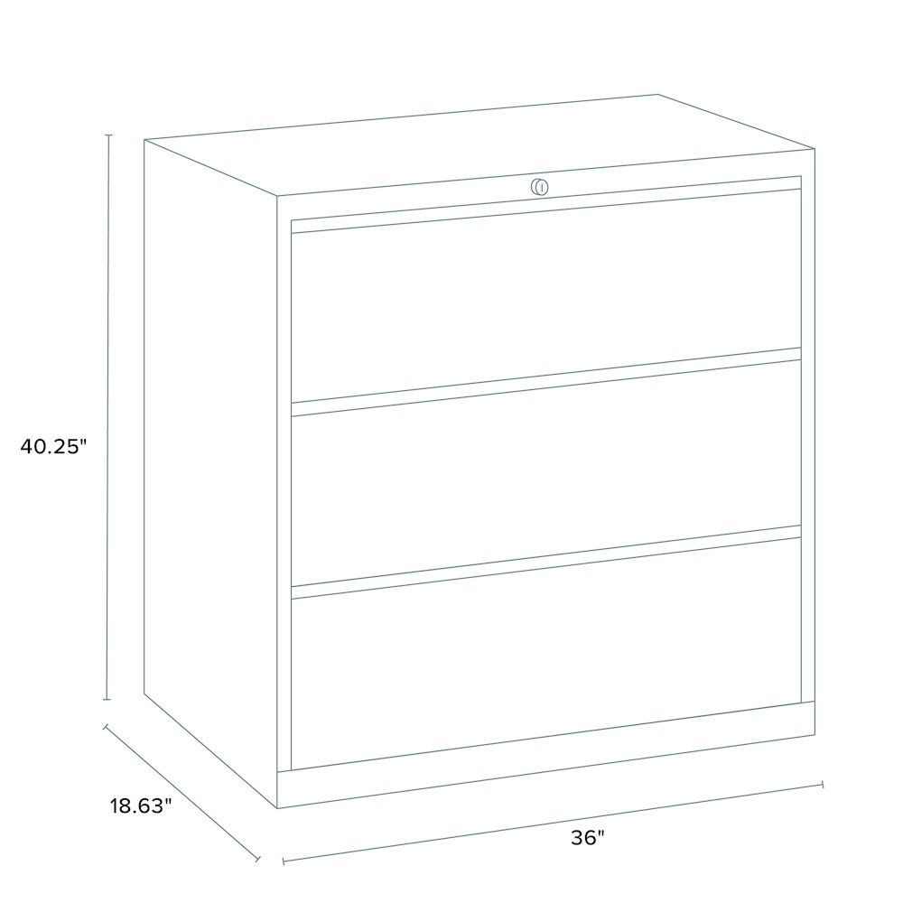 Hirsh 36 Inch Wide 3 Drawer Metal Lateral File Cabinet, Charcoal. Picture 2