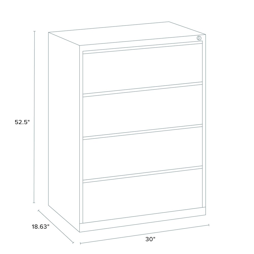 Hirsh 30 Inch Wide 4 Drawer Metal Lateral File Cabinet, White. Picture 2